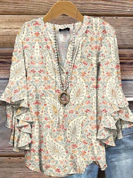 V Neck Half Sleeve Floral Regular Micro-Elasticity Regular Fit Blouse For Women, Apricot, Blouses
V Neck Half Sleeve Floral Regular Micro-Elasticity Regular Fit Blouse For Women, Apricot, Blouses