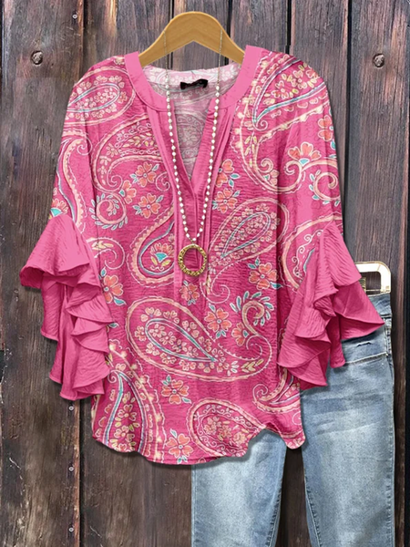 V Neck Half Sleeve Paisley Regular Micro-Elasticity Regular Fit Blouse For Women, As picture, Blouses
V Neck Half Sleeve Paisley Regular Micro-Elasticity Regular Fit Blouse For Women, As picture, Blouses