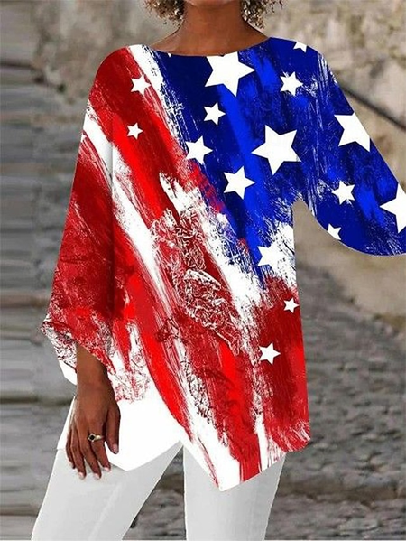 V Neck Long Sleeve America Flag Regular Loose Blouse For Women, As picture, Blouses
V Neck Long Sleeve America Flag Regular Loose Blouse For Women, As picture, Blouses