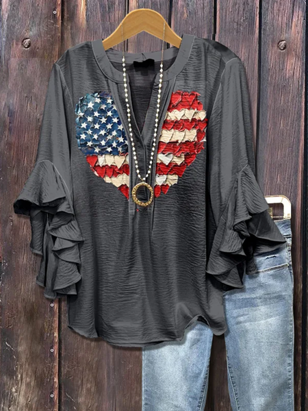 V Neck Half Sleeve America Flag Regular Micro-Elasticity Regular Fit Blouse For Women, As picture, Blouses
V Neck Half Sleeve America Flag Regular Micro-Elasticity Regular Fit Blouse For Women, As picture, Blouses