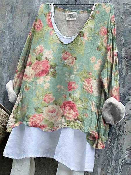 V Neck Long Sleeve Floral Regular Micro-Elasticity Regular Fit Shirt For Women, Lightgreen, Shirts
V Neck Long Sleeve Floral Regular Micro-Elasticity Regular Fit Shirt For Women, Lightgreen, Shirts