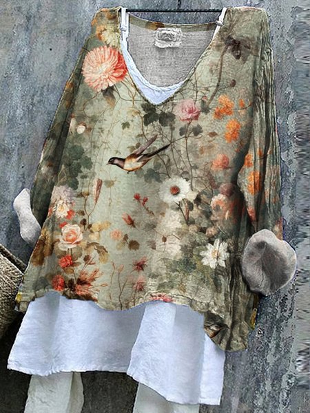 V Neck Long Sleeve Floral Regular Micro-Elasticity Regular Fit Shirt For Women, Lightgreen, Shirts
V Neck Long Sleeve Floral Regular Micro-Elasticity Regular Fit Shirt For Women, Lightgreen, Shirts