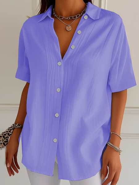 Women Plain Short Sleeve Shirt Summer Printing Shirt Collar Daily Casual Top, Purple, Shirts
Women Plain Short Sleeve Shirt Summer Printing Shirt Collar Daily Casual Top, Purple, Shirts