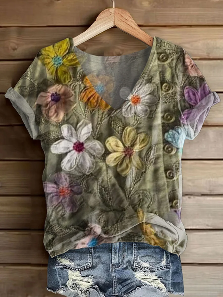 Women Floral Short Sleeve Tee T-shirt V Neck Printing Casual Summer Graphic Tee Top, Green, T-Shirts
Women Floral Short Sleeve Tee T-shirt V Neck Printing Casual Summer Graphic Tee Top, Green, T-Shirts