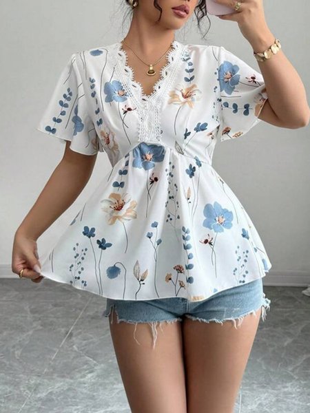 Women Plain Short Sleeve Tee T-shirt V Neck Embroidery Casual Summer Tunic Top, Flower, T-Shirts
Women Plain Short Sleeve Tee T-shirt V Neck Embroidery Casual Summer Tunic Top, Flower, T-Shirts