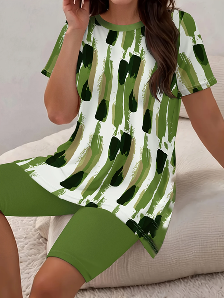 Women Abstract Printing Two-Piece Set Daily Short Sleeve Casual Summer Top With Pants Matching Set, Green, Sets
Women Abstract Printing Two-Piece Set Daily Short Sleeve Casual Summer Top With Pants Matching Set, Green, Sets