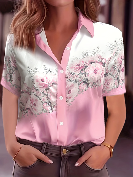 Women Floral Short Sleeve Shirt Summer Printing Shirt Collar Daily Casual Top, Pink, Shirts
Women Floral Short Sleeve Shirt Summer Printing Shirt Collar Daily Casual Top, Pink, Shirts