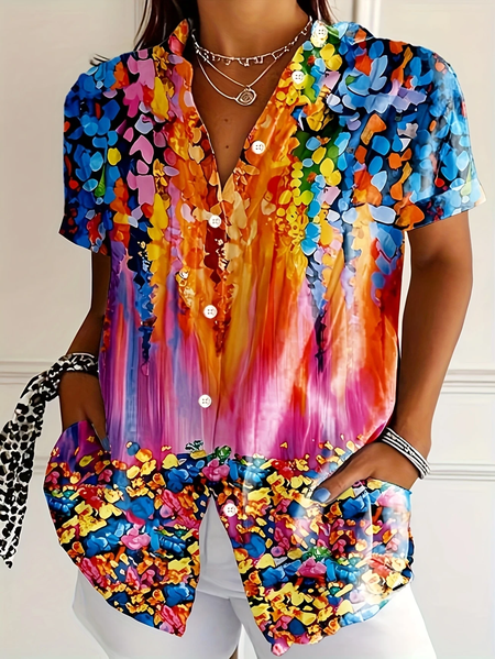 Women Abstract Short Sleeve Shirt Summer Printing Shirt Collar Daily Casual Top, As picture, Shirts
Women Abstract Short Sleeve Shirt Summer Printing Shirt Collar Daily Casual Top, As picture, Shirts