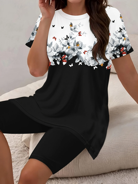 Women Floral Printing Two-Piece Set Daily Short Sleeve Casual Summer Top With Pants Matching Set, Black, Suit Set
Women Floral Printing Two-Piece Set Daily Short Sleeve Casual Summer Top With Pants Matching Set, Black, Suit Set