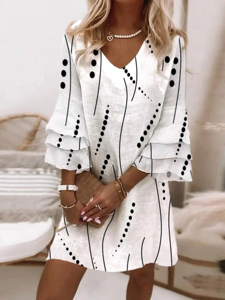 Women Geometric Summer Dress V Neck Half Sleeve Beach Dress H-Line Dress, White, Dresses
Women Geometric Summer Dress V Neck Half Sleeve Beach Dress H-Line Dress, White, Dresses