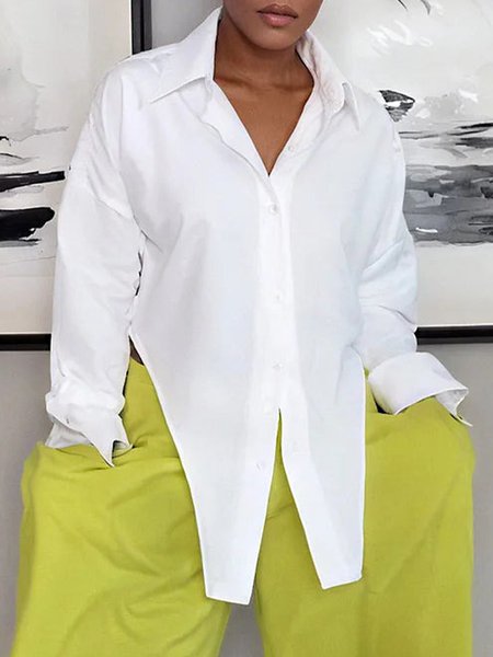 Cotton Urban Plain Irregular Craftsmanship Shirt Collar Shirt, White, Blouses and Shirts
Cotton Urban Plain Irregular Craftsmanship Shirt Collar Shirt, White, Blouses and Shirts