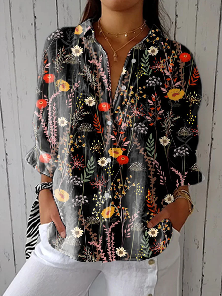 Shirt Collar Long Sleeve Floral Regular Micro-Elasticity Regular Fit Shirt For Women, As picture, Shirts
Shirt Collar Long Sleeve Floral Regular Micro-Elasticity Regular Fit Shirt For Women, As picture, Shirts