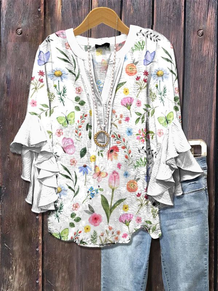 Women Floral Half Sleeve Shirt Summer Printing V Neck Daily Casual Top, White, Shirts
Women Floral Half Sleeve Shirt Summer Printing V Neck Daily Casual Top, White, Shirts