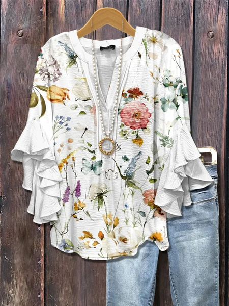 Women Floral Half Sleeve Shirt Summer Printing V Neck Daily Casual Top, White, Shirts
Women Floral Half Sleeve Shirt Summer Printing V Neck Daily Casual Top, White, Shirts