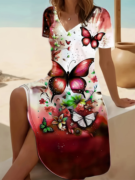 Women Floral Summer Printing Dress V Neck Short Sleeve Fit & Flare Dress A-Line Dress, Wine red, Dresses
Women Floral Summer Printing Dress V Neck Short Sleeve Fit & Flare Dress A-Line Dress, Wine red, Dresses
