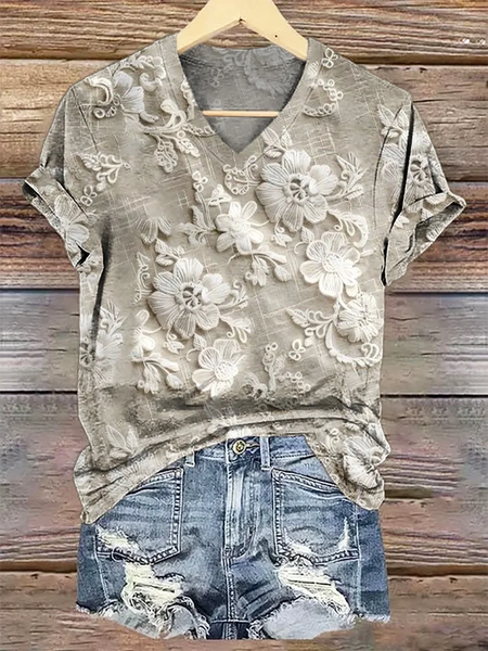Women Floral Short Sleeve Tee T-shirt V Neck Printing Casual Summer Graphic Tee Top, Apricot, T-Shirts
Women Floral Short Sleeve Tee T-shirt V Neck Printing Casual Summer Graphic Tee Top, Apricot, T-Shirts