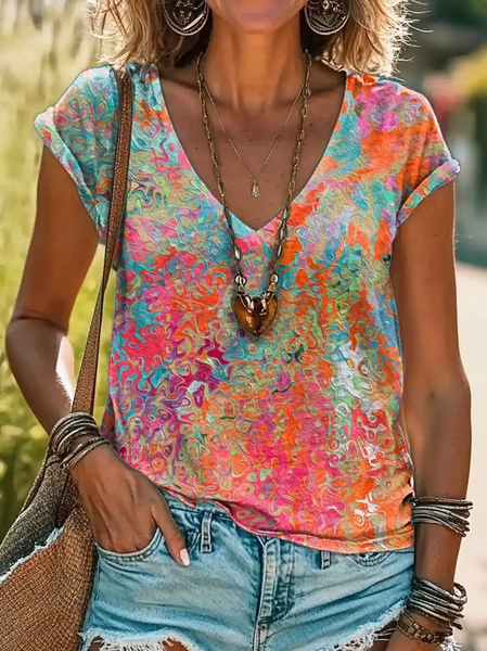 Women Abstract Short Sleeve Tee T-shirt V Neck Printing Casual Summer Graphic Tee Top, As picture, T-Shirts
Women Abstract Short Sleeve Tee T-shirt V Neck Printing Casual Summer Graphic Tee Top, As picture, T-Shirts