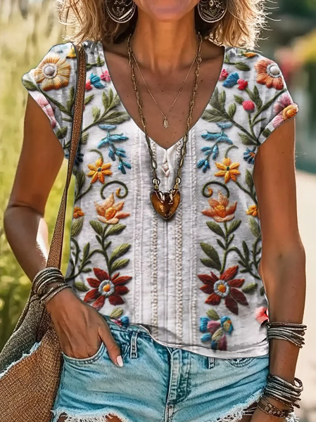 Women Floral Short Sleeve Tee T-shirt V Neck Printing Casual Summer Graphic Tee Top, White, T-Shirts
Women Floral Short Sleeve Tee T-shirt V Neck Printing Casual Summer Graphic Tee Top, White, T-Shirts