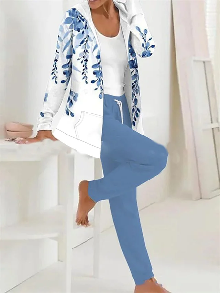 Women Floral Printing Two-Piece Set Daily Long Sleeve Casual Spring/Fall Coat With Pants Matching Set, Blue, Suit Set
Women Floral Printing Two-Piece Set Daily Long Sleeve Casual Spring/Fall Coat With Pants Matching Set, Blue, Suit Set