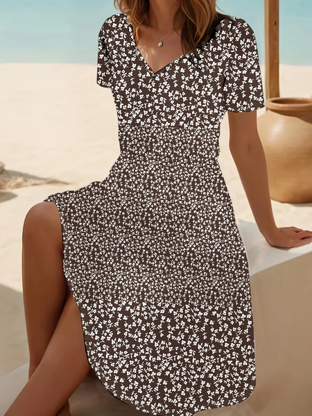 Women Floral Short Sleeve Summer Printing Dress V Neck Daily Casual Midi Fit & Flare Dress A-Line Dress, Brown, Casual Dresses
Women Floral Short Sleeve Summer Printing Dress V Neck Daily Casual Midi Fit & Flare Dress A-Line Dress, Brown, Casual Dresses