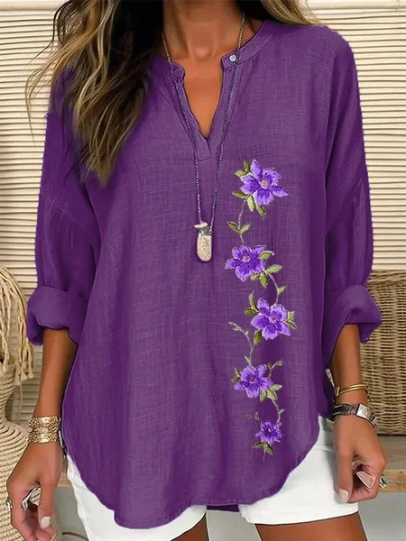 Women Floral Long Sleeve Blouse Spring/Fall Printing V Neck Daily Casual Top, Purple, Shirts
Women Floral Long Sleeve Blouse Spring/Fall Printing V Neck Daily Casual Top, Purple, Shirts