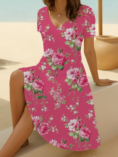 Women Floral Short Sleeve Summer Printing Dress V Neck Daily Casual Midi Fit & Flare Dress A-Line Dress, Pink, Casual Dresses
Women Floral Short Sleeve Summer Printing Dress V Neck Daily Casual Midi Fit & Flare Dress A-Line Dress, Pink, Casual Dresses