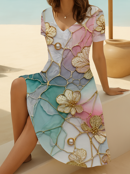 Women Floral Short Sleeve Summer Printing Dress V Neck Daily Casual Midi Fit & Flare Dress A-Line Dress, As picture, Casual Dresses
Women Floral Short Sleeve Summer Printing Dress V Neck Daily Casual Midi Fit & Flare Dress A-Line Dress, As picture, Casual Dresses