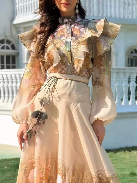 Elegant Floral Printing Stand Collar Balloon Sleeve Shirt, As picture, Blouses and Shirts
Elegant Floral Printing Stand Collar Balloon Sleeve Shirt, As picture, Blouses and Shirts