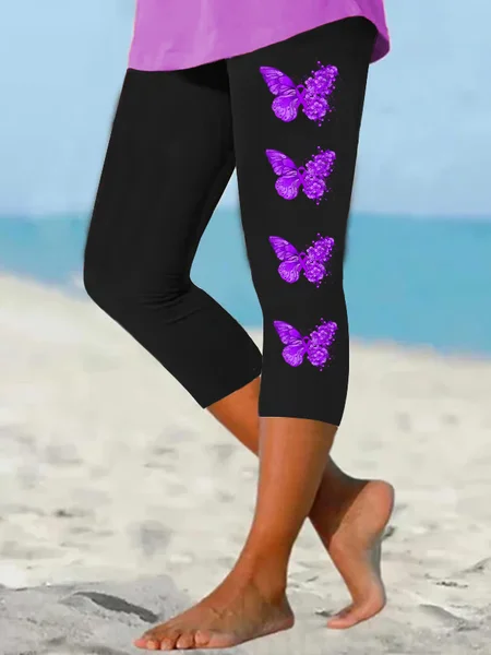 Women Butterfly Capris Elastic Waist Pants Casual Summer Trousers, Black, Leggings
Women Butterfly Capris Elastic Waist Pants Casual Summer Trousers, Black, Leggings