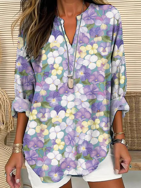 Women Floral Long Sleeve Blouse Spring/Fall Printing V Neck Daily Casual Top, Purple, Shirts
Women Floral Long Sleeve Blouse Spring/Fall Printing V Neck Daily Casual Top, Purple, Shirts