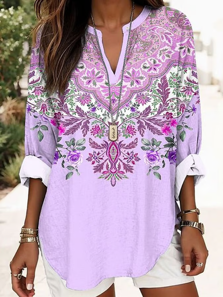 Women Floral Long Sleeve Blouse Spring/Fall Printing V Neck Daily Casual Top, Purple, Shirts
Women Floral Long Sleeve Blouse Spring/Fall Printing V Neck Daily Casual Top, Purple, Shirts