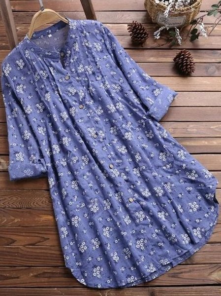 Women Floral Long Sleeve Shirt Spring/Fall Printing Stand Collar Daily Casual Top, Blue, Blouses
Women Floral Long Sleeve Shirt Spring/Fall Printing Stand Collar Daily Casual Top, Blue, Blouses