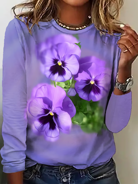 Women Floral Long Sleeve Tee T-shirt Crew Neck Printing Casual Spring/Fall Graphic Tee Top, Purple, T-Shirts
Women Floral Long Sleeve Tee T-shirt Crew Neck Printing Casual Spring/Fall Graphic Tee Top, Purple, T-Shirts