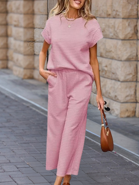 Women's Split Joint Plain Daily Going Out Two-Piece Set Gray Casual Summer Top With Pants Matching Set, Pink, Suits
Women's Split Joint Plain Daily Going Out Two-Piece Set Gray Casual Summer Top With Pants Matching Set, Pink, Suits