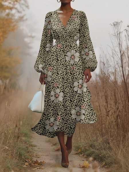 Women Floral Puff Sleeve Spring/Fall Dress V Neck Long Sleeve A-Line Dress, Color3, Dresses
Women Floral Puff Sleeve Spring/Fall Dress V Neck Long Sleeve A-Line Dress, Color3, Dresses