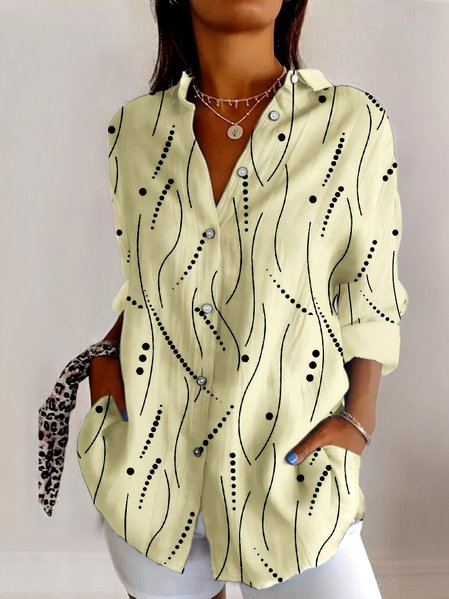 V Neck Long Sleeve Geometric Regular Micro-Elasticity Regular Fit Shirt For Women, Light yellow, Shirts
V Neck Long Sleeve Geometric Regular Micro-Elasticity Regular Fit Shirt For Women, Light yellow, Shirts