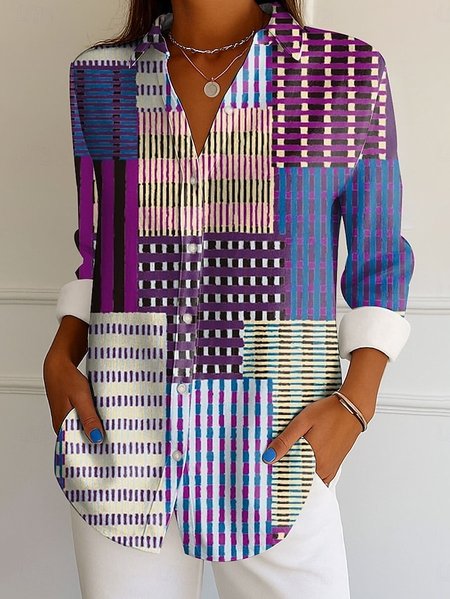 V Neck Long Sleeve Geometric Regular Micro-Elasticity Regular Fit Shirt For Women, As picture, Shirts
V Neck Long Sleeve Geometric Regular Micro-Elasticity Regular Fit Shirt For Women, As picture, Shirts