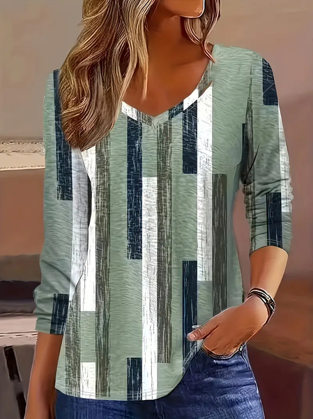 Women Geometric Long Sleeve Tee T-shirt V Neck Printing Casual Spring/Fall Graphic Tee Top, Green, T-Shirts
Women Geometric Long Sleeve Tee T-shirt V Neck Printing Casual Spring/Fall Graphic Tee Top, Green, T-Shirts