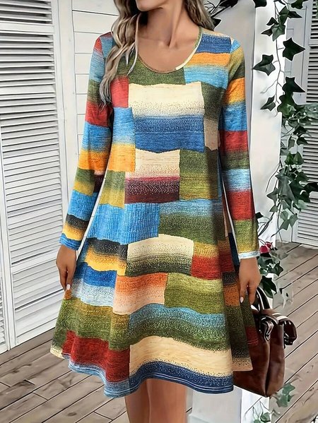 Women Geometric Spring/Fall Dress V Neck Long Sleeve A-Line Dress, As picture, Dresses
Women Geometric Spring/Fall Dress V Neck Long Sleeve A-Line Dress, As picture, Dresses