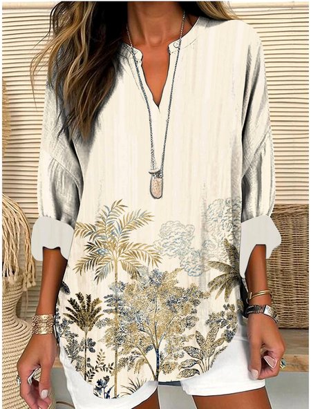 V Neck Long Sleeve Coconut Tree Print Comfy Cotton Shirt For Women, Apricot, Shirts
V Neck Long Sleeve Coconut Tree Print Comfy Cotton Shirt For Women, Apricot, Shirts
