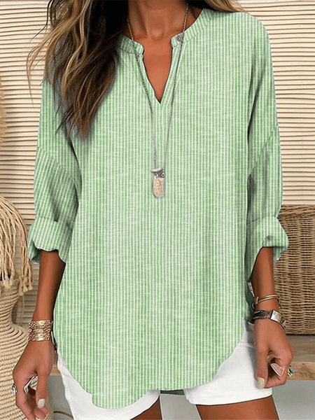 Women Striped Long Sleeve Blouse Spring/Fall Printing V Neck Daily Casual Top, Green, Shirts
Women Striped Long Sleeve Blouse Spring/Fall Printing V Neck Daily Casual Top, Green, Shirts