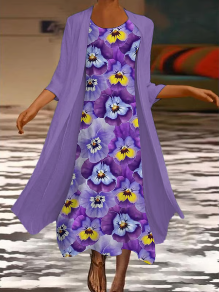 Women Floral Printing Two-Piece Set Daily Three Quarter Sleeve Casual Spring/Fall Coat With Skirt Matching Set, Purple, 2-Piece Dresses
Women Floral Printing Two-Piece Set Daily Three Quarter Sleeve Casual Spring/Fall Coat With Skirt Matching Set, Purple, 2-Piece Dresses