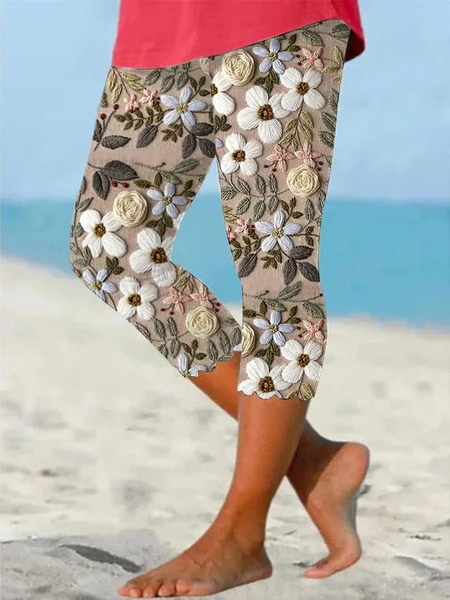 Women Floral Capris Elastic Waist Pants Casual Summer Trousers, As picture, Leggings
Women Floral Capris Elastic Waist Pants Casual Summer Trousers, As picture, Leggings