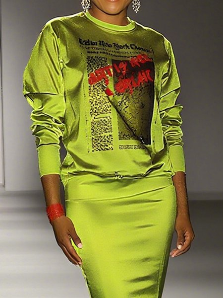 Satin Elegant Letter Pattern Printing Crew Neck Blouse, Green, Blouses and Shirts
Satin Elegant Letter Pattern Printing Crew Neck Blouse, Green, Blouses and Shirts