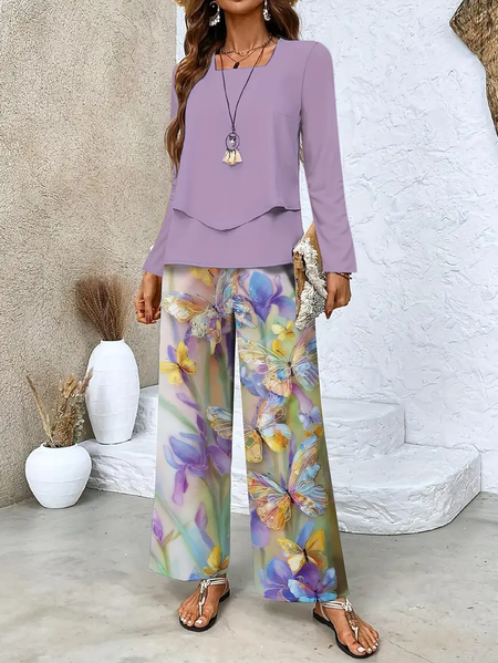 Women Floral Printing Two-Piece Set Daily Long Sleeve Casual Spring/Fall Top With Pants Matching Set, Purple, Suit Set
Women Floral Printing Two-Piece Set Daily Long Sleeve Casual Spring/Fall Top With Pants Matching Set, Purple, Suit Set