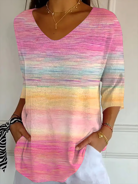Women Abstract Three Quarter Sleeve Tee T-shirt V Neck Printing Casual Spring/Fall Graphic Tee Top, Pink, T-Shirts
Women Abstract Three Quarter Sleeve Tee T-shirt V Neck Printing Casual Spring/Fall Graphic Tee Top, Pink, T-Shirts