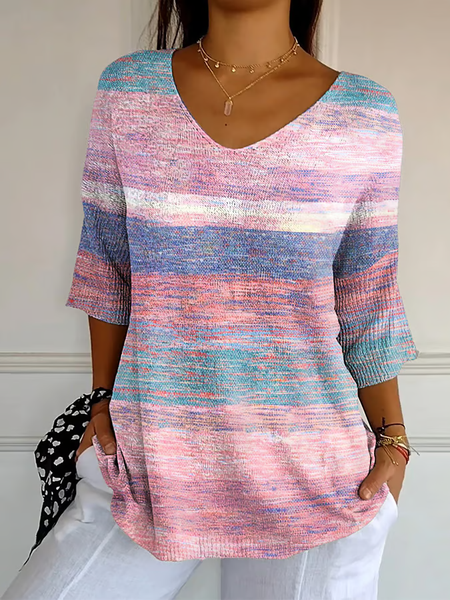 Women Abstract Stripes Three Quarter Sleeve Tee T-shirt V Neck Printing Casual Spring/Fall Graphic Tee Top, Pink, T-Shirts
Women Abstract Stripes Three Quarter Sleeve Tee T-shirt V Neck Printing Casual Spring/Fall Graphic Tee Top, Pink, T-Shirts