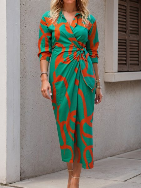 Women Geometric Spring/Fall Dress Shirt Collar Long Sleeve A-Line Dress, Green, Dresses
Women Geometric Spring/Fall Dress Shirt Collar Long Sleeve A-Line Dress, Green, Dresses