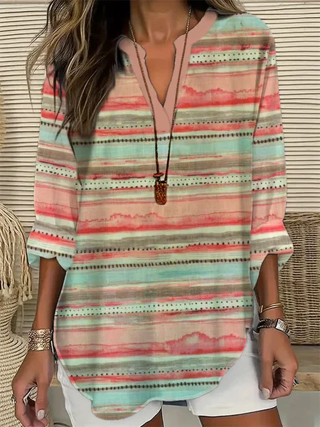 Women Abstract Stripes Long Sleeve Blouse Spring/Fall Printing V Neck Daily Casual Top, As picture, Shirts
Women Abstract Stripes Long Sleeve Blouse Spring/Fall Printing V Neck Daily Casual Top, As picture, Shirts