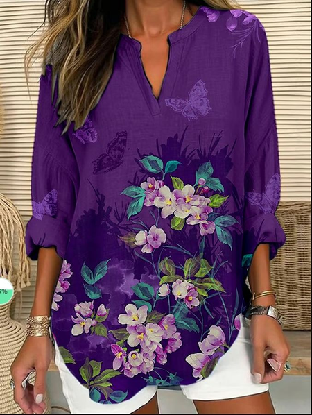 Women Floral Long Sleeve Blouse Spring/Fall Printing V Neck Daily Casual Top, Purple, Shirts
Women Floral Long Sleeve Blouse Spring/Fall Printing V Neck Daily Casual Top, Purple, Shirts